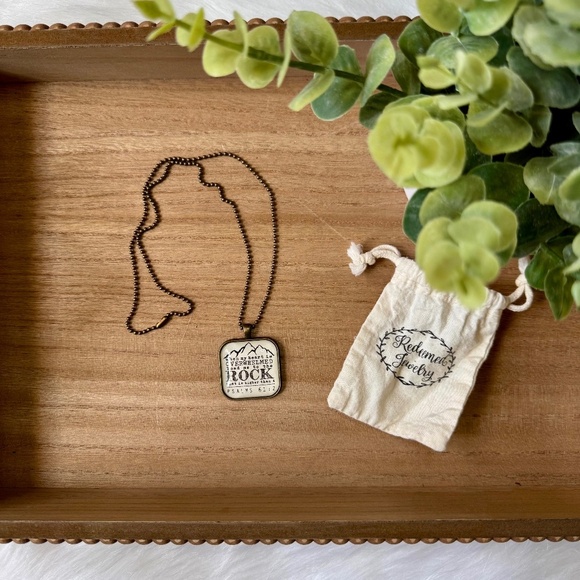 TheAdoptShoppe Psalm 61:2 Brass Glass Top Pendant Necklace & Chain - Picture 9 of 9